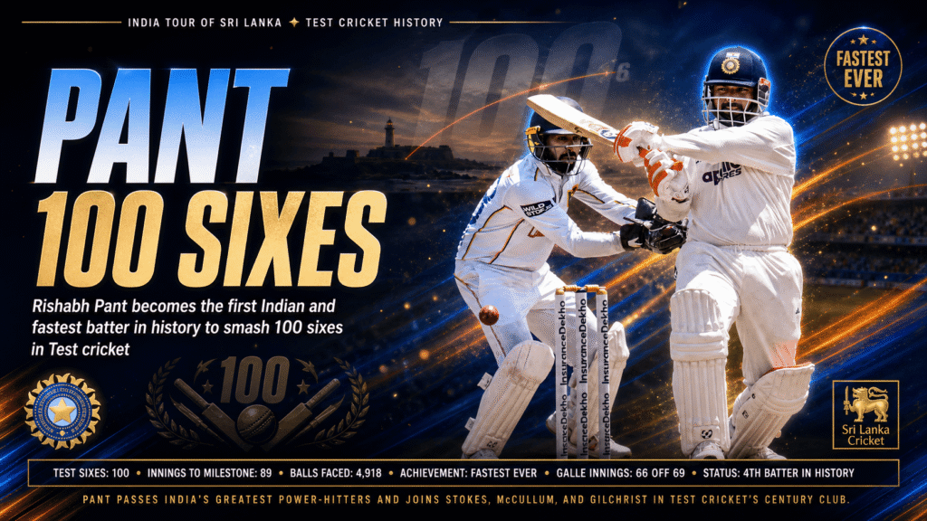 Rishabh Pant 100 Test sixes