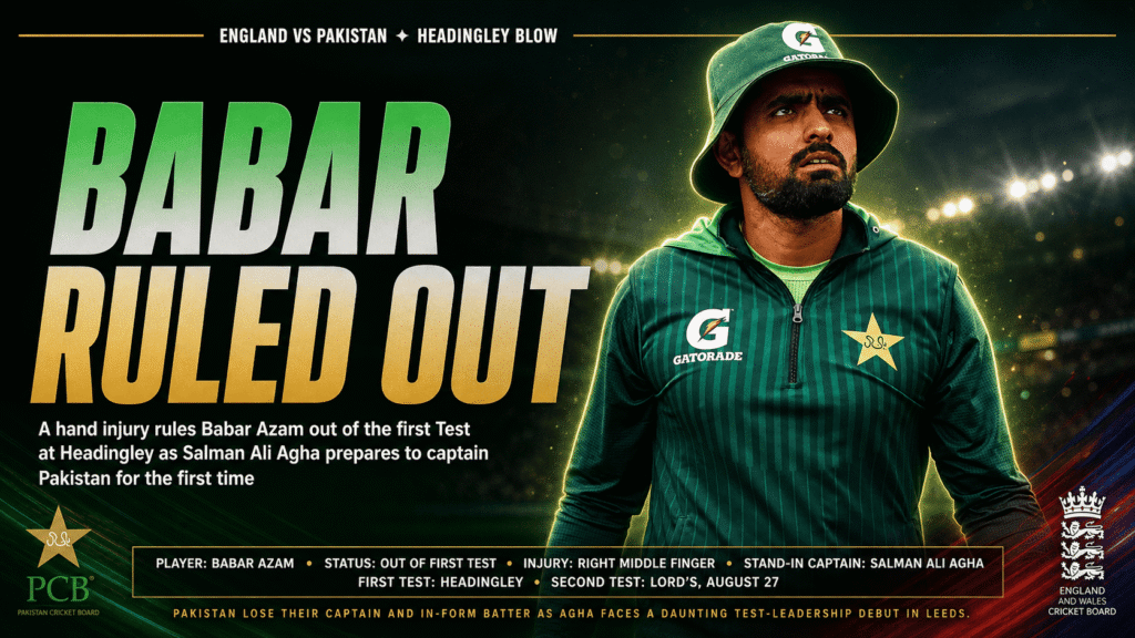 Babar Azam ruled out first Test