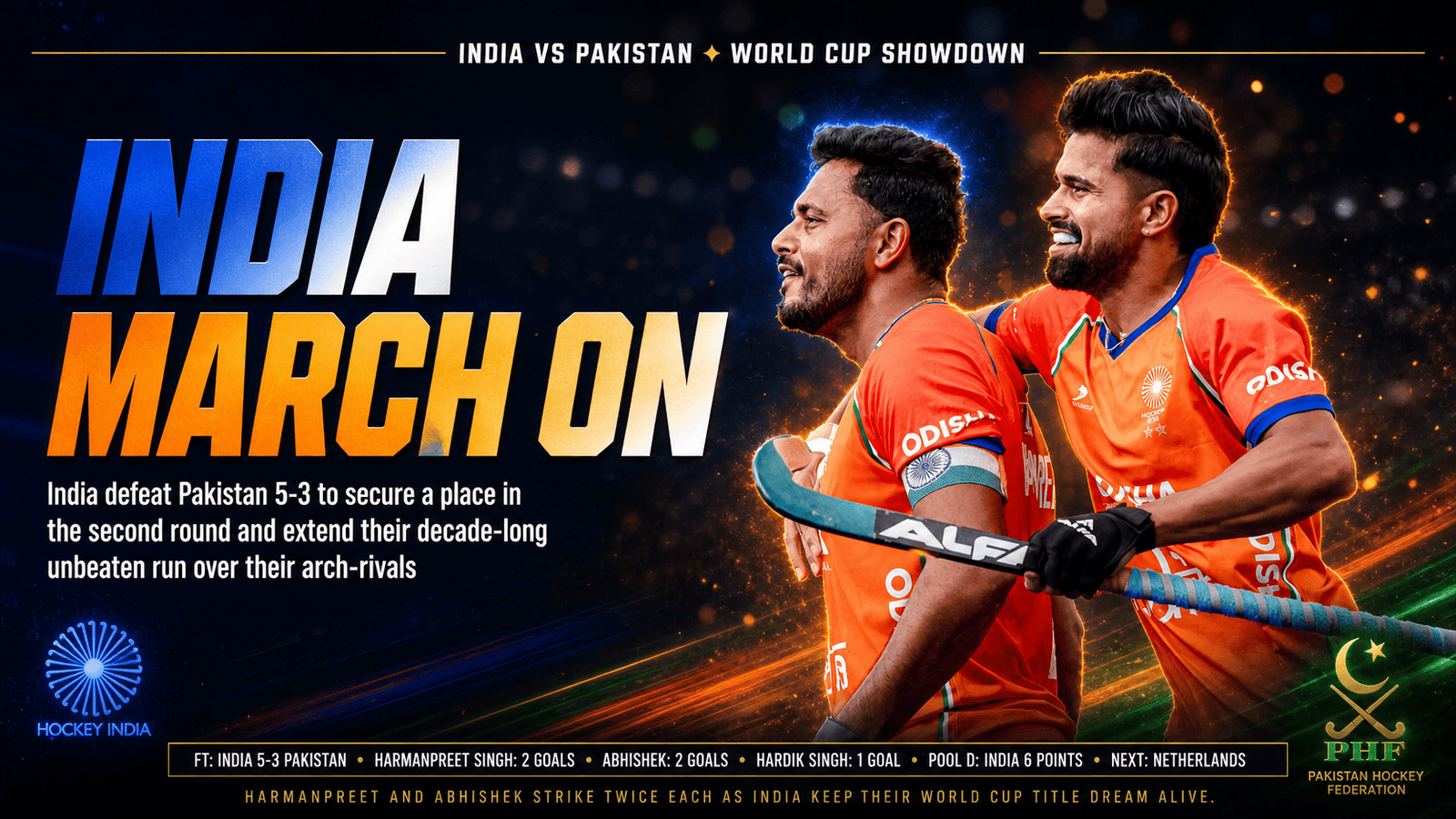 India beat Pakistan 5-3 hockey