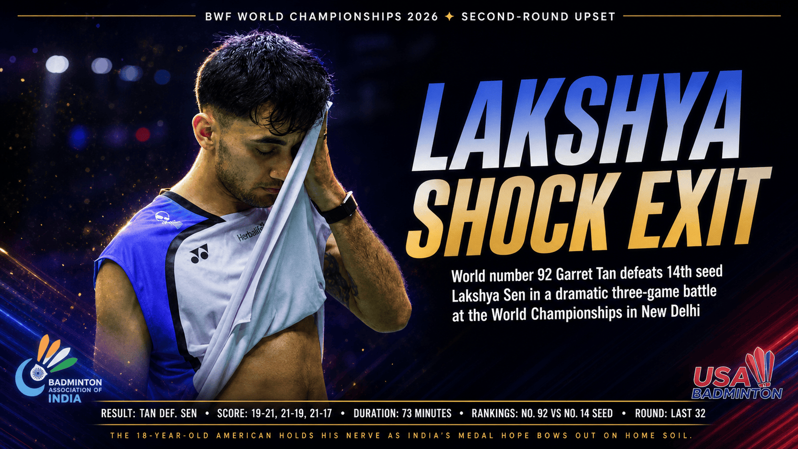 Lakshya Sen loses Garret Tan