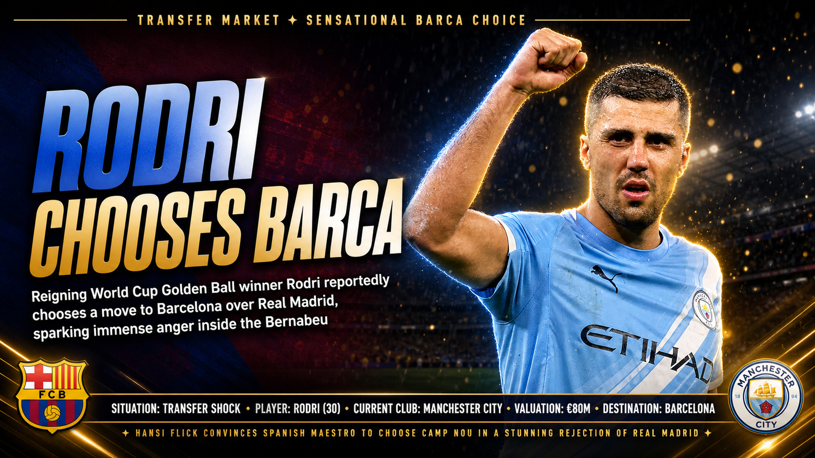 Rodri Barcelona Real Madrid transfer snub