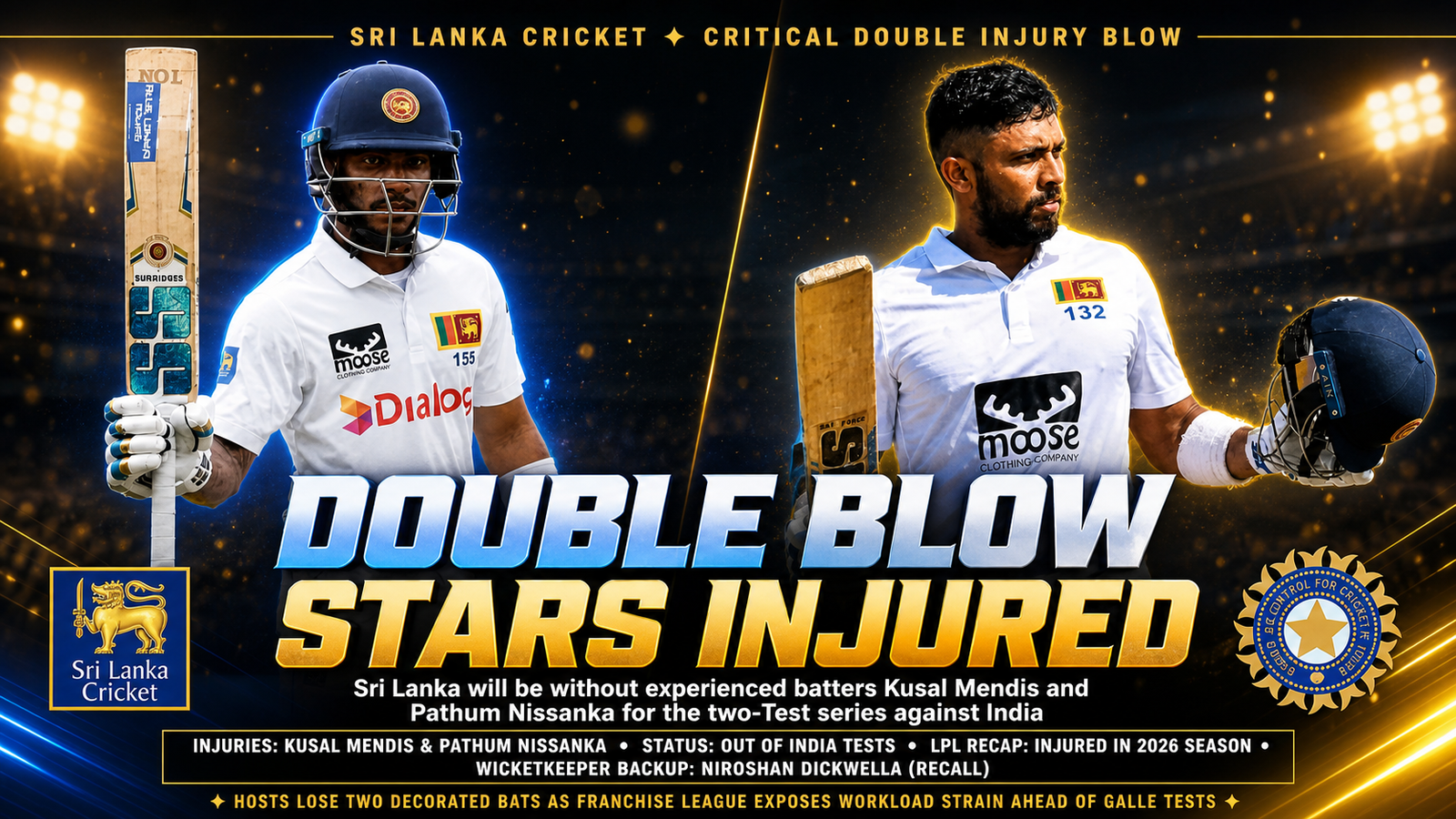 Sri Lanka Kusal Mendis Nissanka ruled out