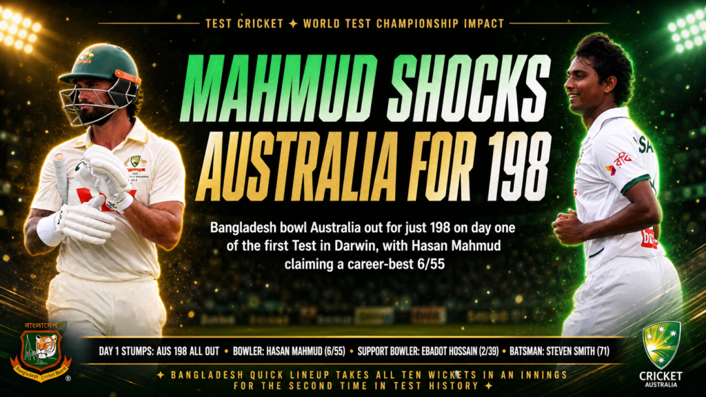Australia Bowled Out for 198 in Darwin — The WTC Shake-Up India Should Care About