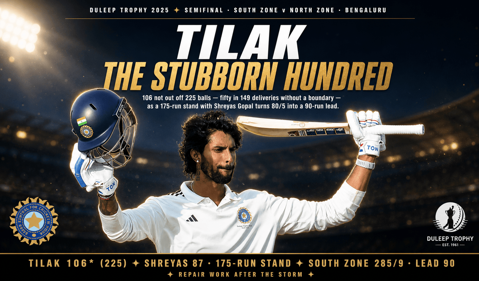 Tilak Varma Duleep Trophy hundred